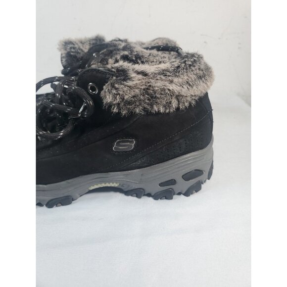 SKECHERS Winter Snow Boot Women 7.5 Brown Leather Faux Fur Lined Lace Up - Picture 12 of 16